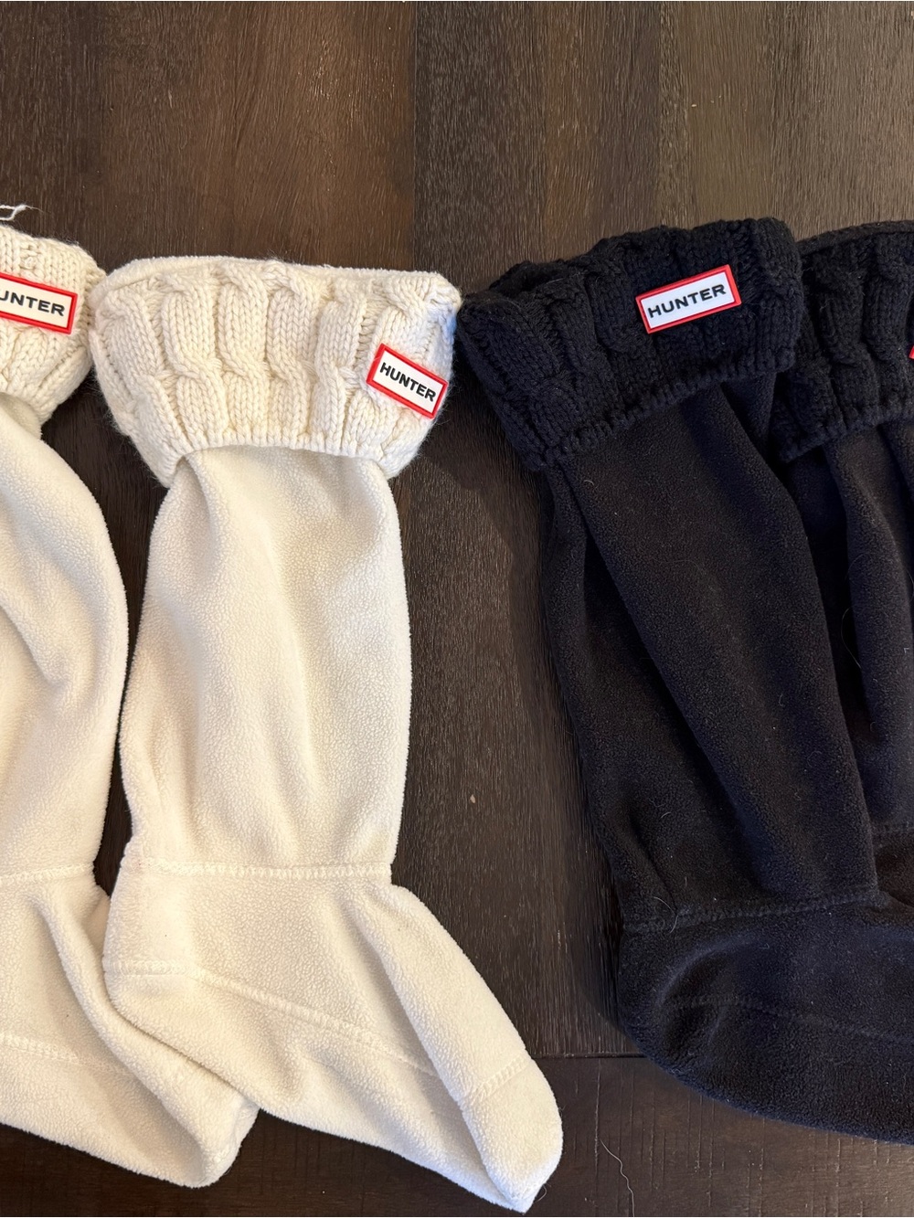 Hunter Fleece Boot Socks in Cream and Black